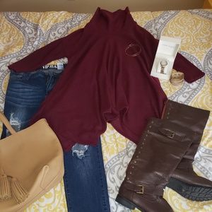 Turtle Neck Pullover Cardigan